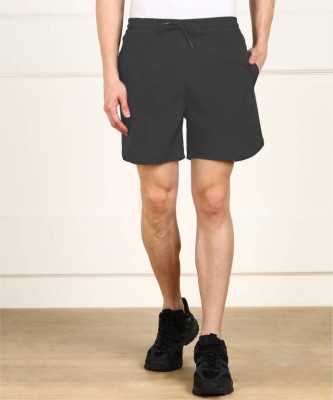 Raciouse Solid Men Black Regular Shorts