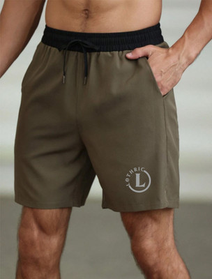 LOTHRIC Color Block, Printed Men Green Gym Shorts