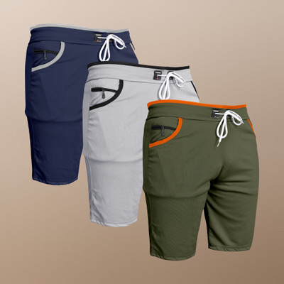 WeReKo Solid Men Dark Blue, Silver, Green Sports Shorts, Casual Shorts, Gym Shorts