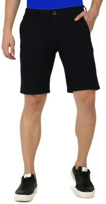 Amen Solid Men Black Chino Shorts