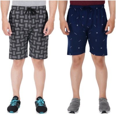 FEEL TRACK Printed Men Grey, Blue Regular Shorts