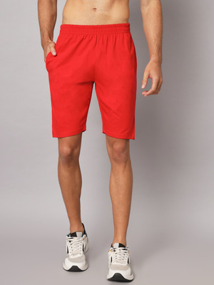 Ap'pulse Solid Men Red Casual Shorts