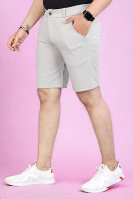 LAPATACLUB Solid Men Silver Sports Shorts
