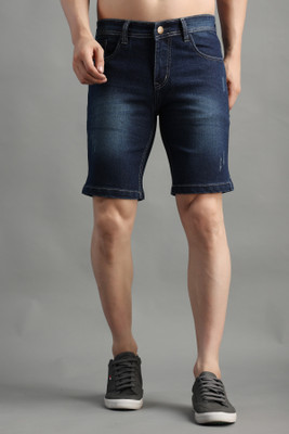 PRJ IN STYLE Solid Men Denim Dark Blue Basic Shorts