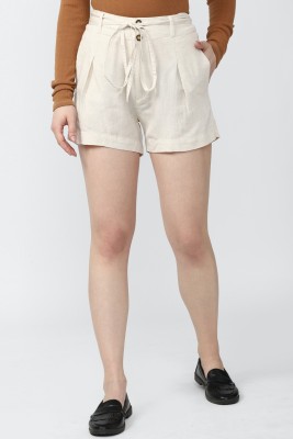 VAN HEUSEN Solid Women Beige Regular Shorts