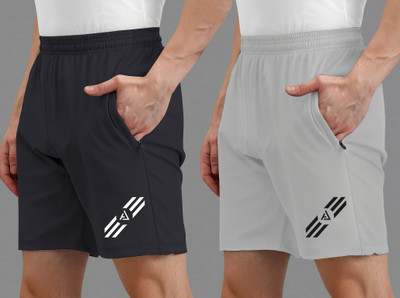 AVOLT Solid Men Grey, Black Sports Shorts