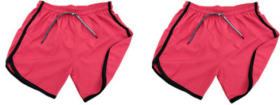 OctaBox Solid Men Red Running Shorts
