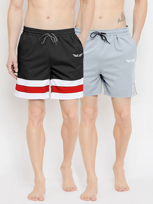 Chrome & Coral Striped Men Multicolor Casual Shorts