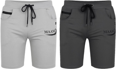 MAANU Printed Men Grey, Dark Grey Regular Shorts