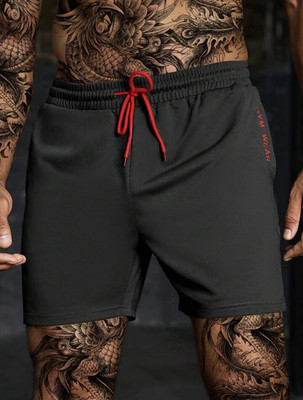 LOTHRIC Self Design Men Dark Grey Sports Shorts