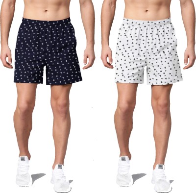 LazyChunks Printed Men Blue, Maroon Boxer Shorts