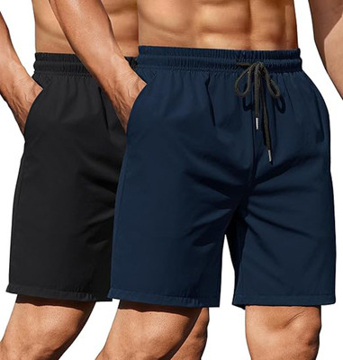 Arsh Fashion Solid Men Black, Blue Regular Shorts