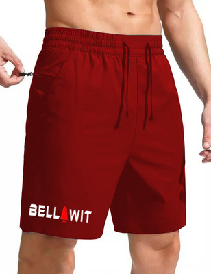 Bellwit Solid Men Maroon Casual Shorts