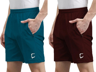 MGC MAANU Solid Men Light Blue, Black Sports Shorts