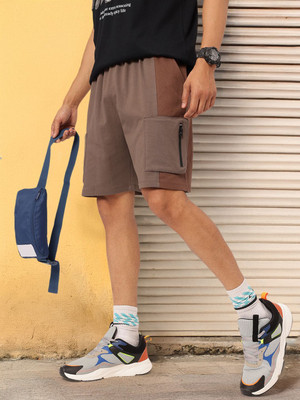 Kook N Keech Color Block Men Brown Basic Shorts