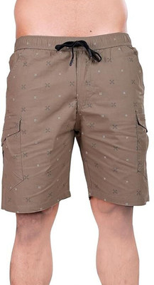 24 Street Printed Men Brown Casual Shorts