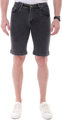Wanted Solid Men Denim Black Regular Shorts