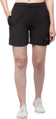ATIMUNA Solid Women Black Gym Shorts