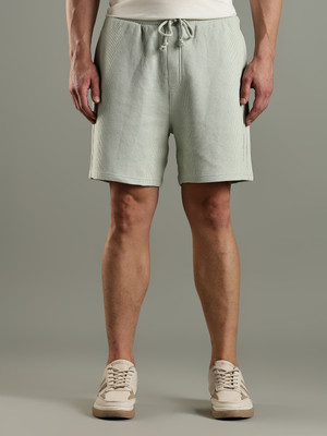 TOMMY HILFIGER Self Design Men Light Green Basic Shorts