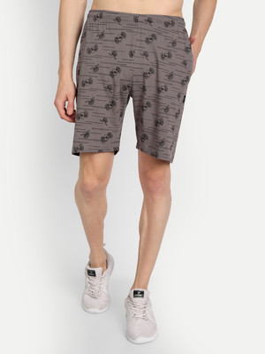 Zeffit Printed Men Silver Bermuda Shorts