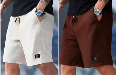 Venner Fashion Solid Men White, Brown Regular Shorts