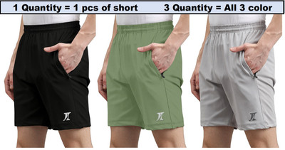 INDICLUB Solid Men Multicolor Regular Shorts