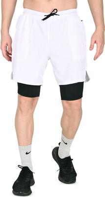 JUHRAF Solid Men White Gym Shorts