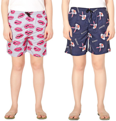 FAYDAMALL Printed Women Multicolor Regular Shorts