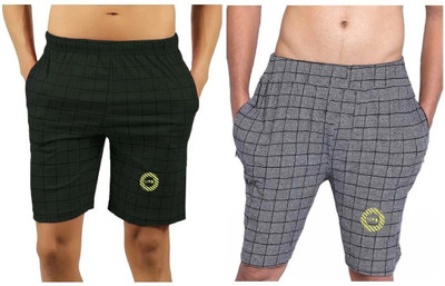 MRB Checkered Men Black, Grey Bermuda Shorts
