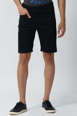 PETER ENGLAND Solid Men Black Regular Shorts