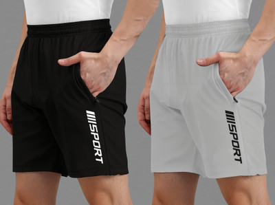 AVOLT Printed Men Black, Grey Casual Shorts