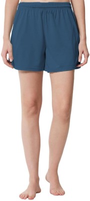 THE BLAZZE Solid Women Dark Blue Regular Shorts