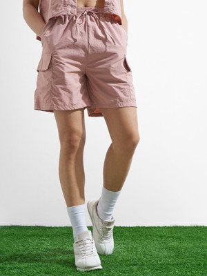 Tokyo Talkies Solid Women Pink Regular Shorts