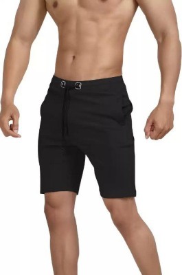 DEEDAT Solid Men Black Regular Shorts