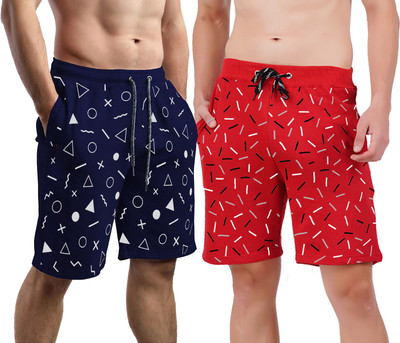 HOTFITS Printed Men Multicolor Basic Shorts