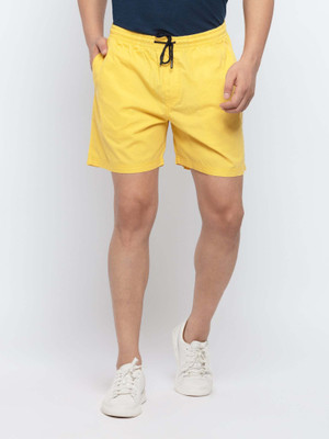 Status Quo Solid Men Yellow Regular Shorts