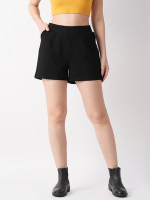 Globus Solid Women Black Regular Shorts