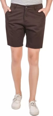 Oiin Solid Men Brown Chino Shorts, Casual Shorts