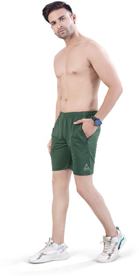 GAMEPOINT Solid Men Green Regular Shorts