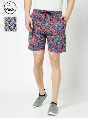 TT Printed Men Blue, Grey Bermuda Shorts