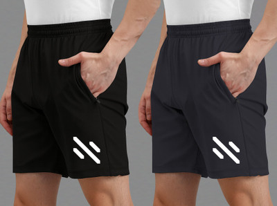 AVOLT Printed Men Black, Dark Grey Sports Shorts
