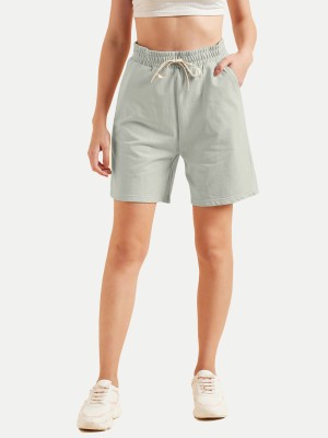 radprix Solid Women Grey Casual Shorts