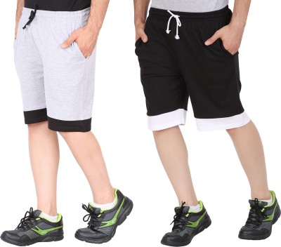 Trendolo Color Block Men Grey, Black Basic Shorts