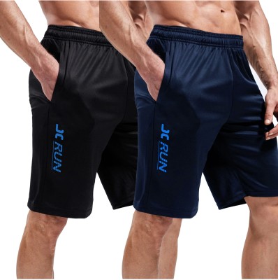 Jump Cuts Printed Men Black, Dark Blue Basic Shorts