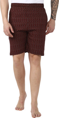 Dyca Printed Men Maroon Basic Shorts