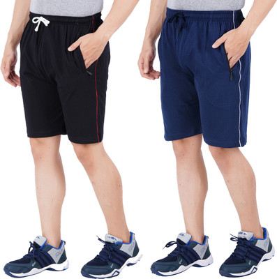 FEEL TRACK Solid Men Dark Blue, Blue Regular Shorts