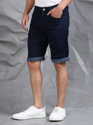 bEEVEE Striped Men Dark Blue Regular Shorts