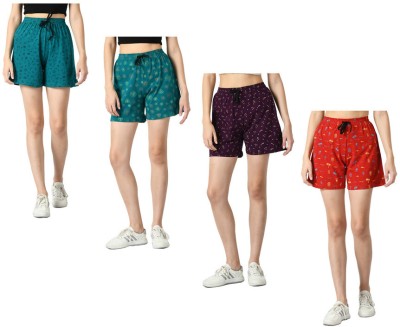 IndiWeaves Printed Women Multicolor Regular Shorts