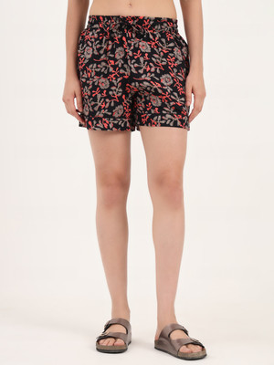 Divena Printed Women Black Regular Shorts