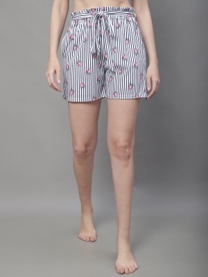 Boston Club Printed Women White Night Shorts